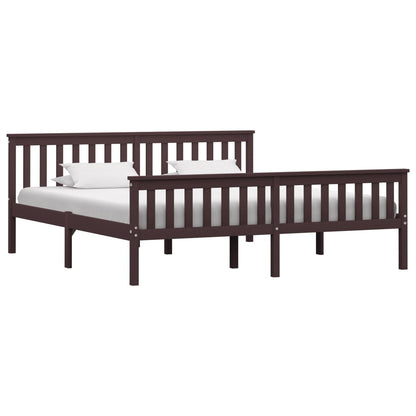 Dark Brown Solid Pinewood Super King Bed Frame 180x200 cm