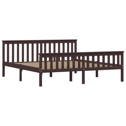 Dark Brown Solid Pinewood Super King Bed Frame 180x200 cm