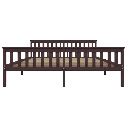 Dark Brown Solid Pinewood Super King Bed Frame 180x200 cm