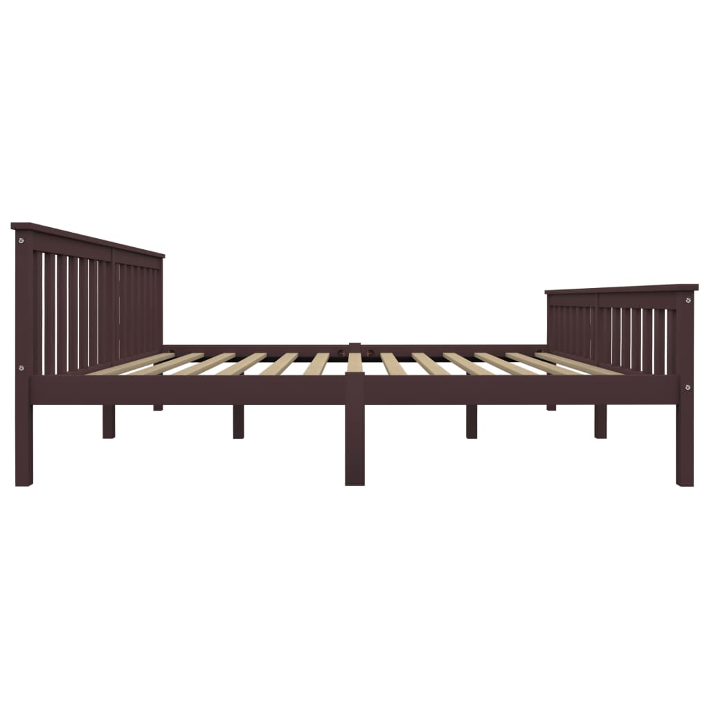 Dark Brown Solid Pinewood Super King Bed Frame 180x200 cm