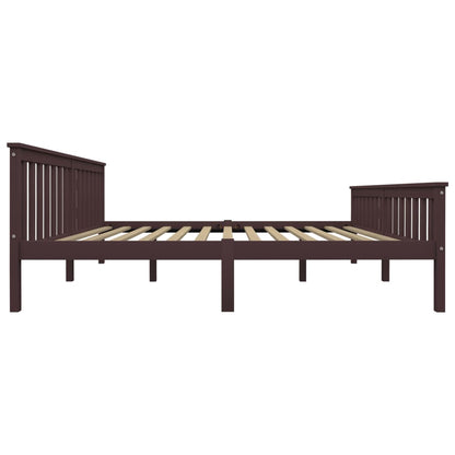 Dark Brown Solid Pinewood Super King Bed Frame 180x200 cm