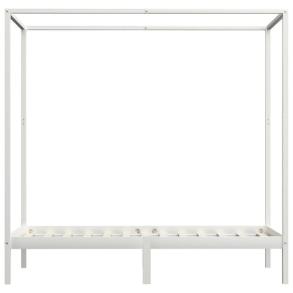 Canopy Bed Frame without Mattress White Solid Wood 90x200 cm