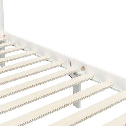 Canopy Bed Frame without Mattress White Solid Wood 90x200 cm