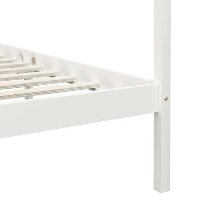 Canopy Bed Frame without Mattress White Solid Wood 90x200 cm