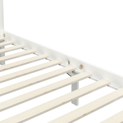 Solid Wood White Canopy Bed Frame 100x200 cm (No Mattress)