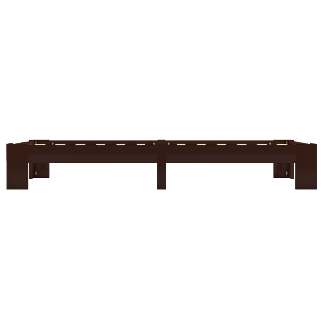 Dark Brown Solid Pine Wood Bed Frame 90x200 cm - No Mattress