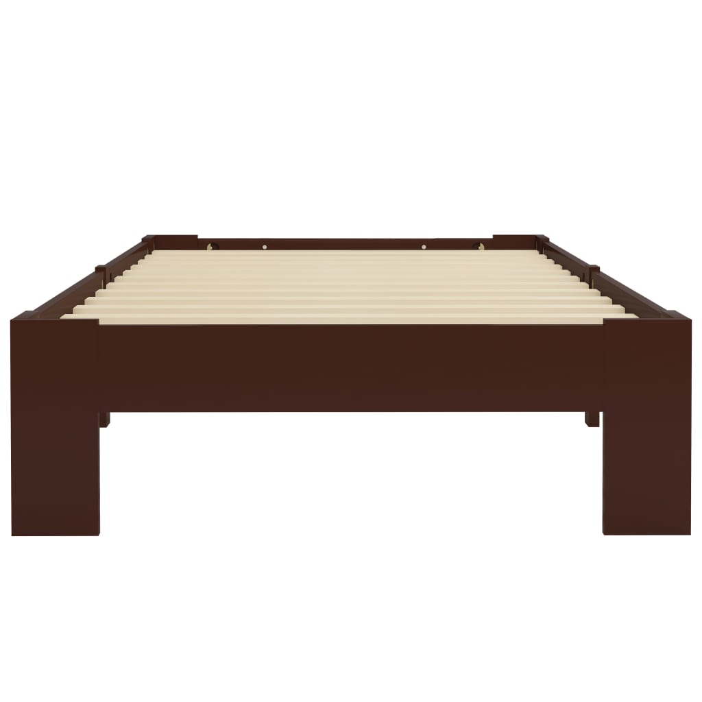 Dark Brown Solid Pine Wood Bed Frame 90x200 cm - No Mattress