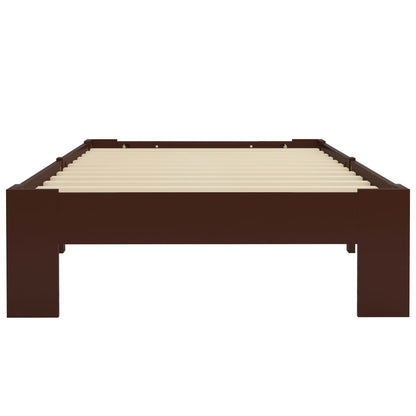 Dark Brown Solid Pine Wood Bed Frame 90x200 cm - No Mattress