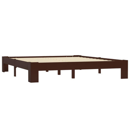 Dark Brown Solid Pine Wood Bed Frame 160x200 cm - No Mattress