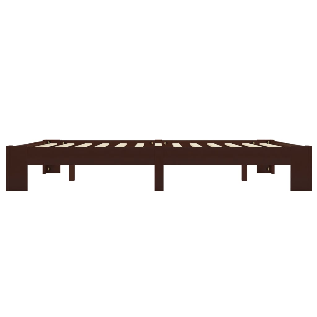 Dark Brown Solid Pine Wood Bed Frame 160x200 cm - No Mattress