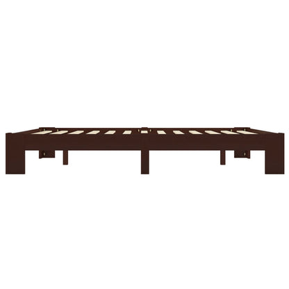 Dark Brown Solid Pine Wood Bed Frame 160x200 cm - No Mattress