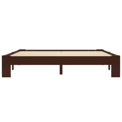 Dark Brown Solid Pine Wood Bed Frame 160x200 cm - No Mattress