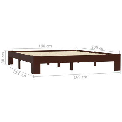 Dark Brown Solid Pine Wood Bed Frame 160x200 cm - No Mattress