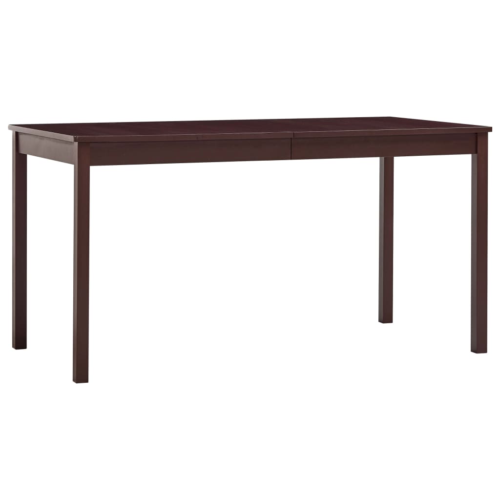 Dark Brown Pinewood Dining Table 140x70x73 cm