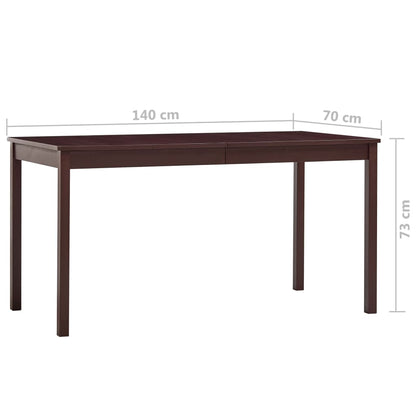 Dark Brown Pinewood Dining Table 140x70x73 cm
