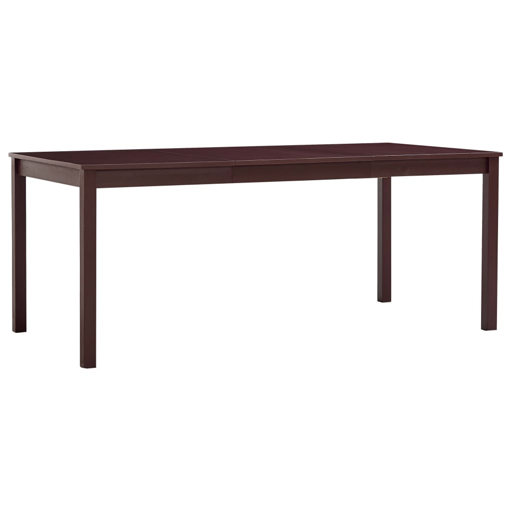 Dark Brown Pinewood Dining Table 180x90x73 cm