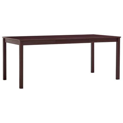 Dark Brown Pinewood Dining Table 180x90x73 cm