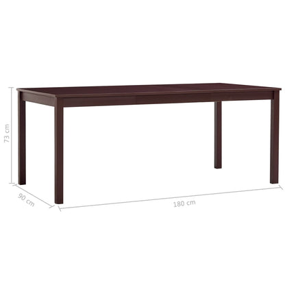 Dark Brown Pinewood Dining Table 180x90x73 cm
