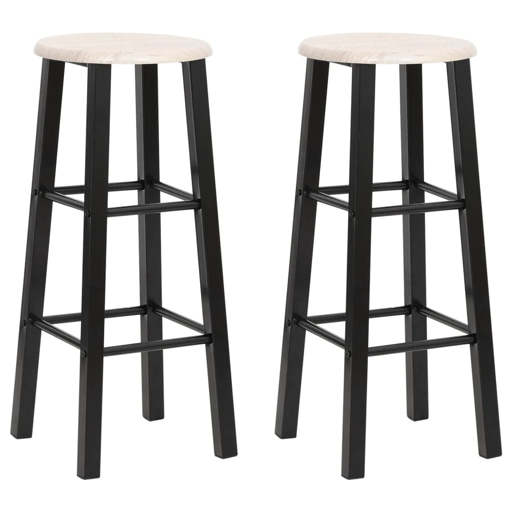 Sleek Black MDF Bar Stools Set of 2 - Modern & Stylish Seating
