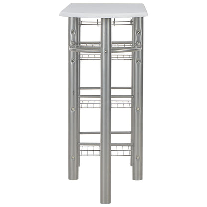 3 Piece Bar Set with Shelves Wood and Steel White
