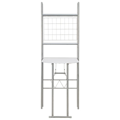 3 Piece Folding Dining Set with Storage Rack MDF and Steel White