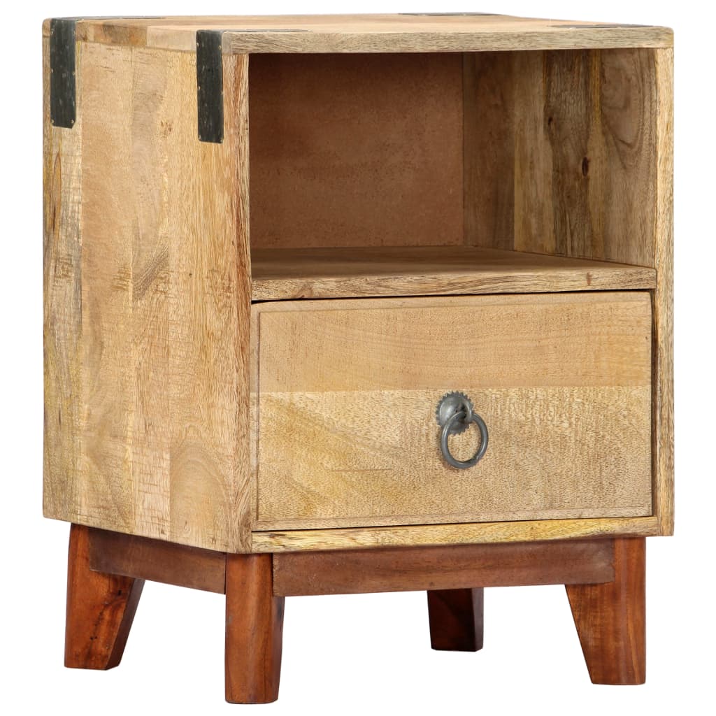Solid Rough Mango Wood Bedside Cabinet - 40x30x52 cm