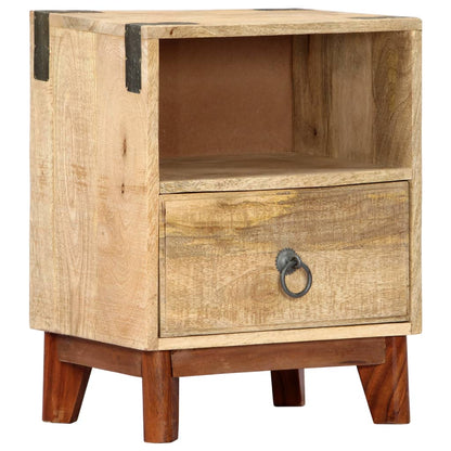 Solid Rough Mango Wood Bedside Cabinet - 40x30x52 cm