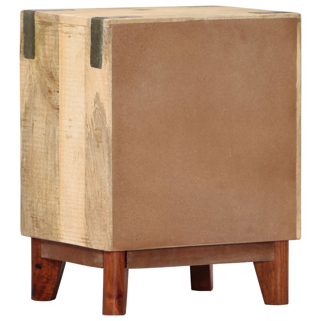 Solid Rough Mango Wood Bedside Cabinet - 40x30x52 cm