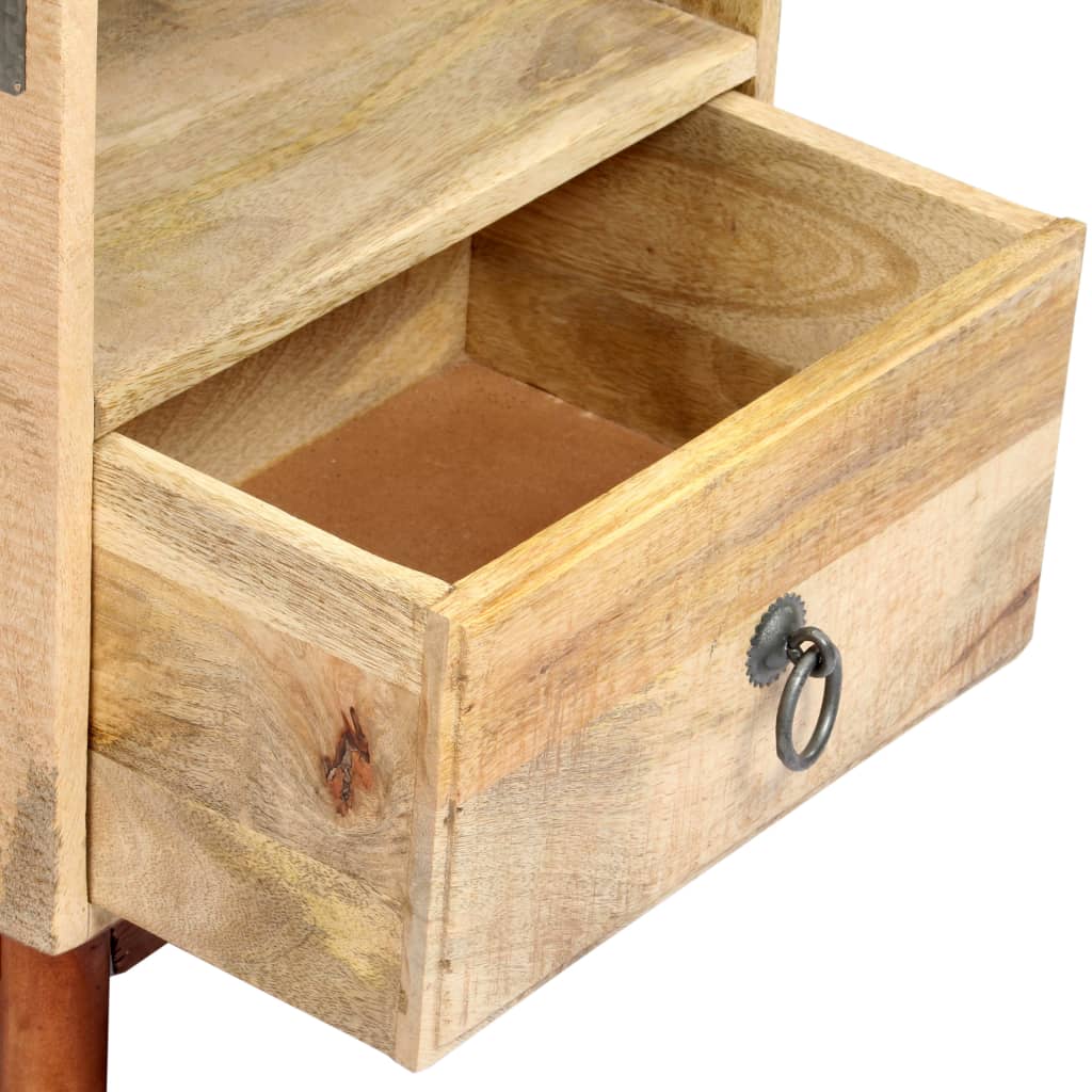 Solid Rough Mango Wood Bedside Cabinet - 40x30x52 cm