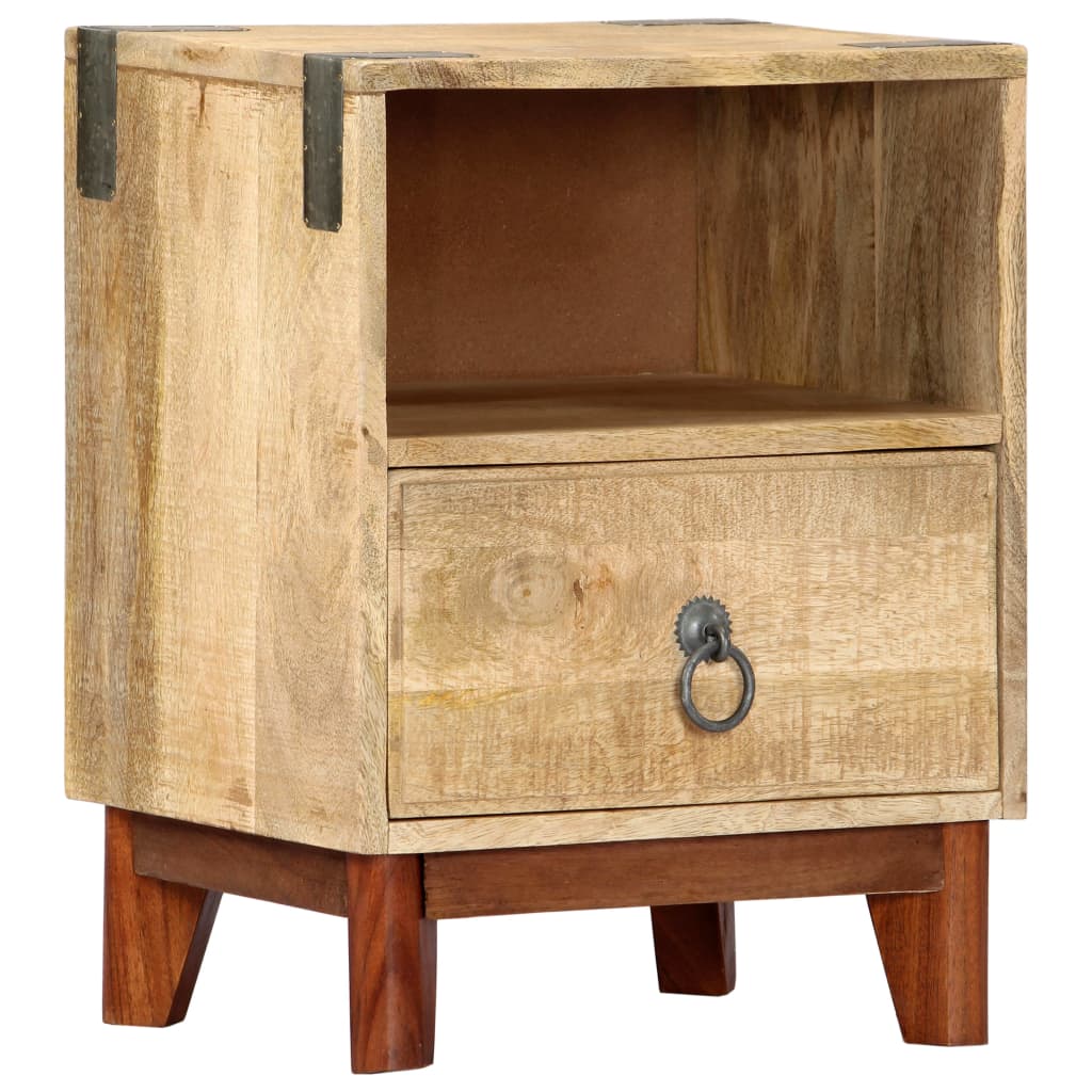 Solid Rough Mango Wood Bedside Cabinet - 40x30x52 cm