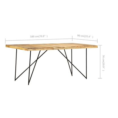Solid Mango Wood Dining Table 180x90 cm - Natural Finish