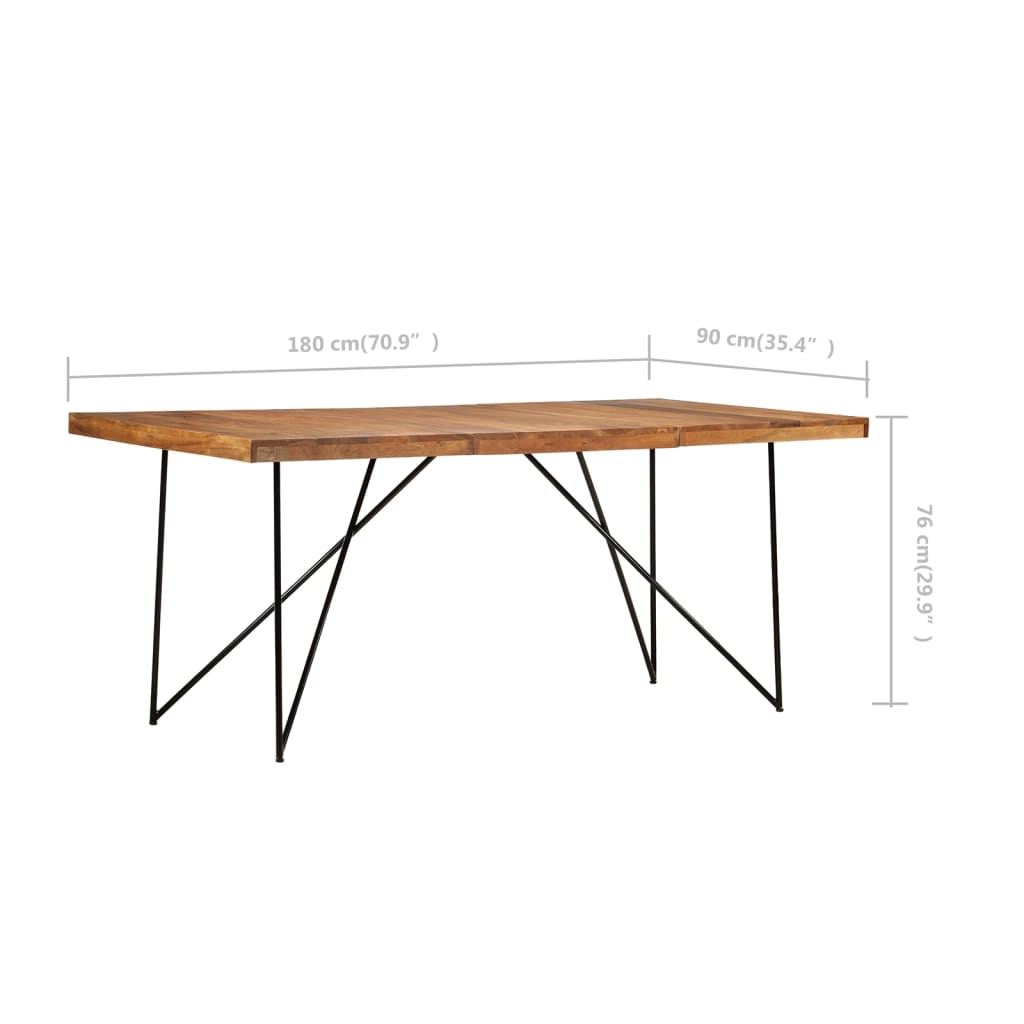 Solid Acacia Wood Dining Table 180x90x76 cm - Elegant & Durable