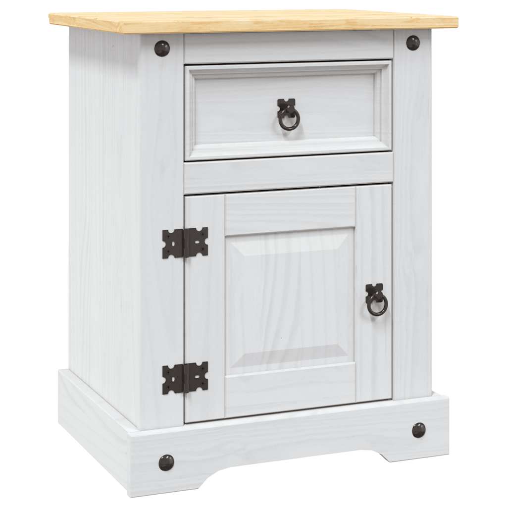 Mexican Pine Bedside Cabinet, Corona Range, White, 53x39x67 cm