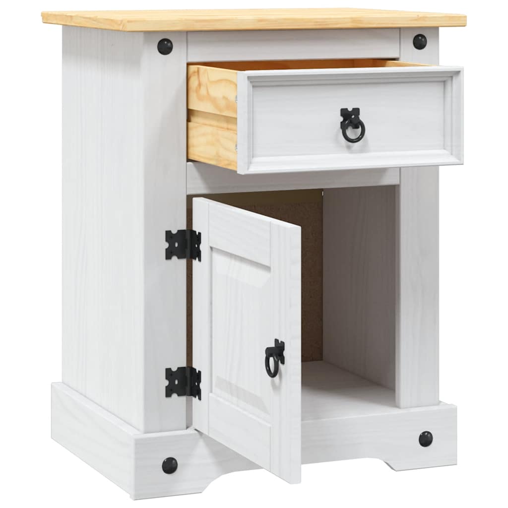 Mexican Pine Bedside Cabinet, Corona Range, White, 53x39x67 cm