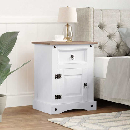 Mexican Pine Bedside Cabinet, Corona Range, White, 53x39x67 cm