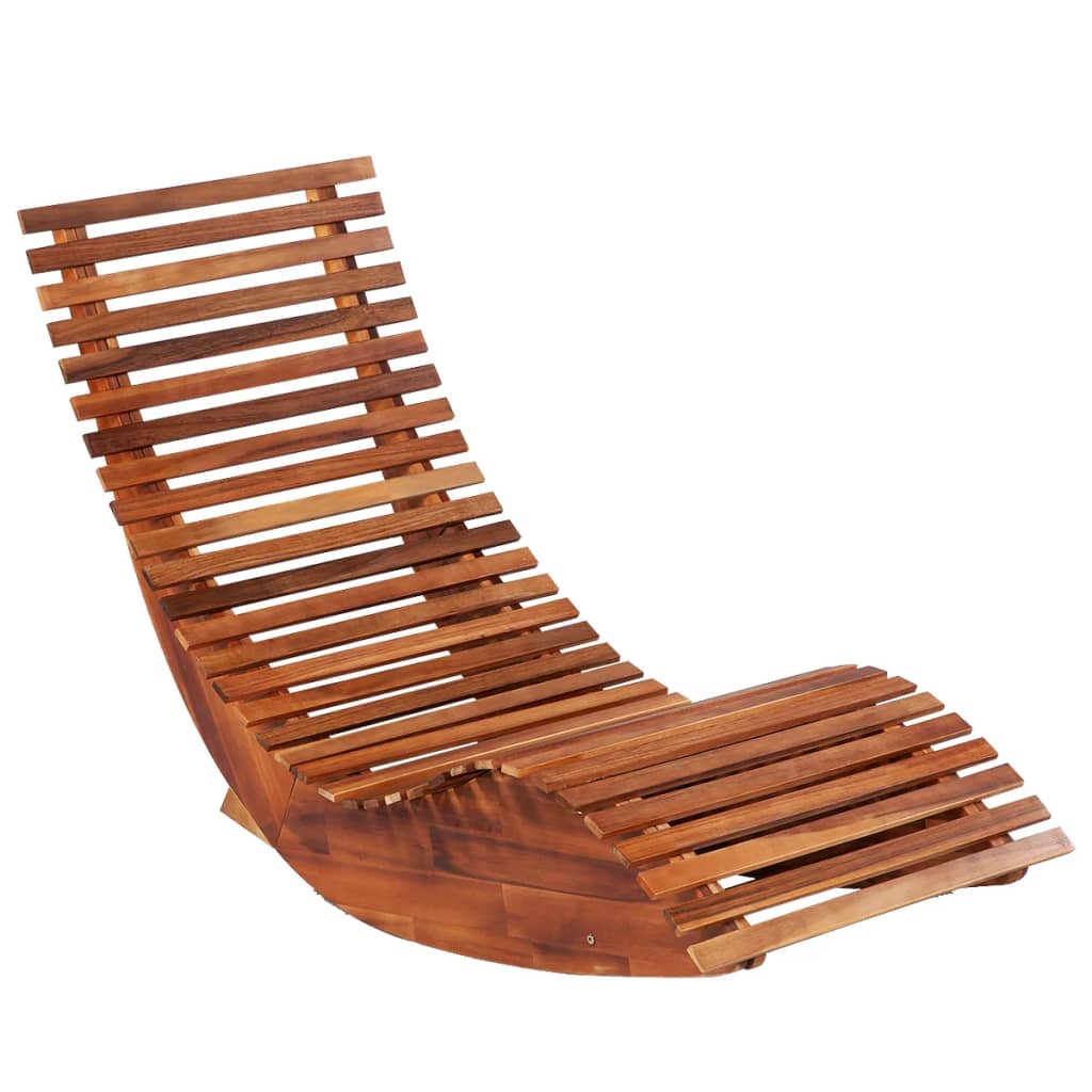 2-Piece Acacia Wood Rocking Sun Loungers - Durable & Stylish