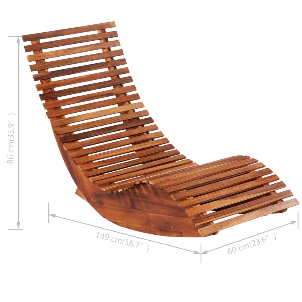 2-Piece Acacia Wood Rocking Sun Loungers - Durable & Stylish