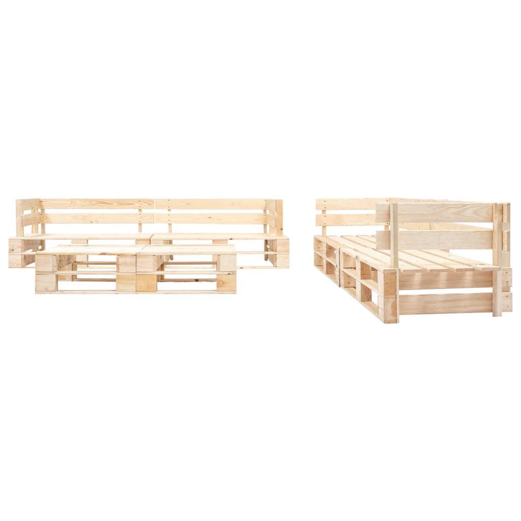 6 Piece Garden Pallet Lounge Set Wood Natural