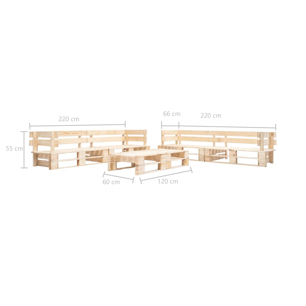 6 Piece Garden Pallet Lounge Set Wood Natural