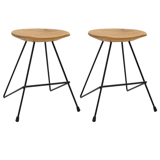 Solid Teak Wood Stools - Set of 2, Durable & Stylish Seating