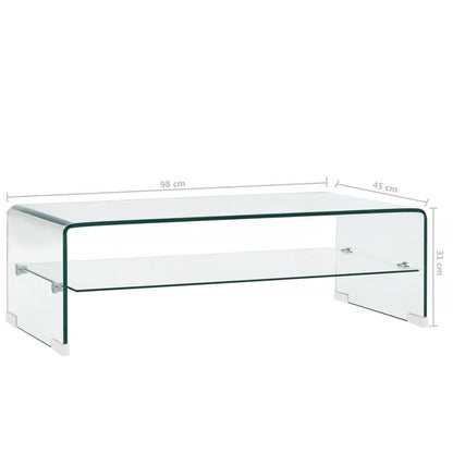 Coffee Table Clear 98x45x31 cm Tempered Glass