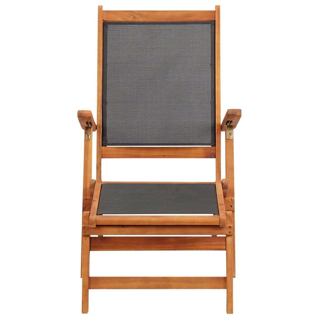 Solid Acacia Wood Outdoor Deck Chair with Textilene Fabric