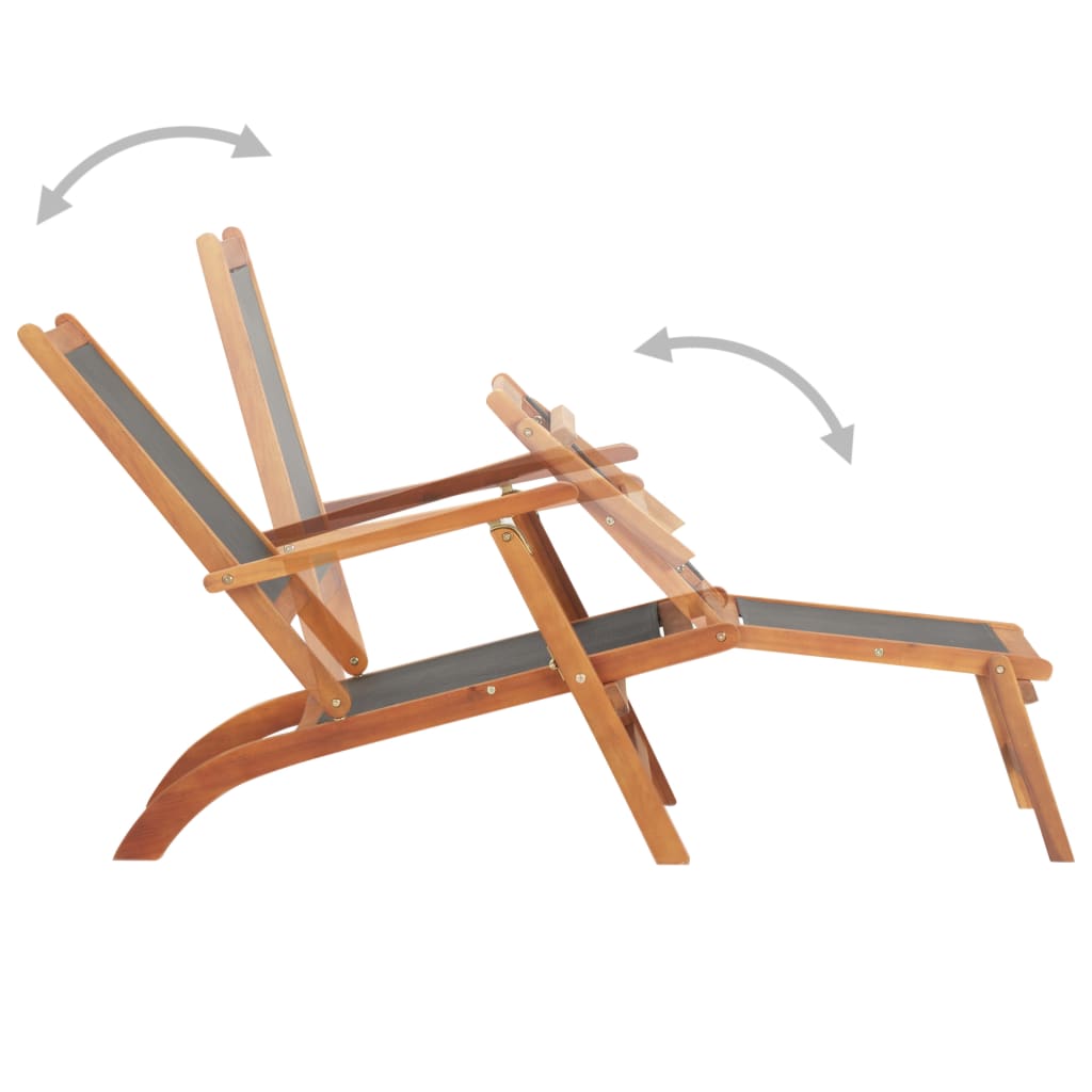 Solid Acacia Wood Outdoor Deck Chair with Textilene Fabric