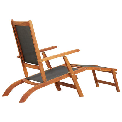 Solid Acacia Wood Outdoor Deck Chair with Textilene Fabric