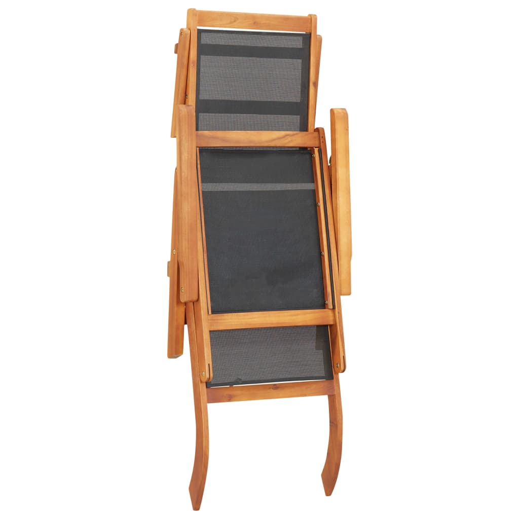 Solid Acacia Wood Outdoor Deck Chair with Textilene Fabric