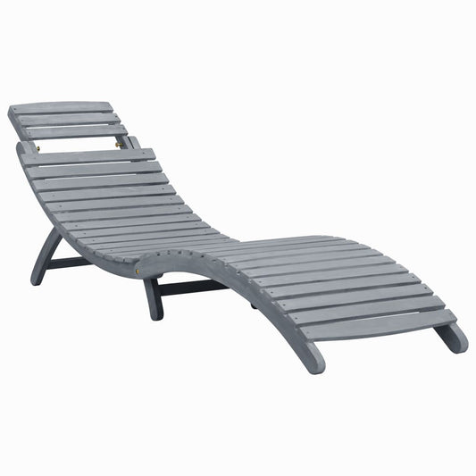 Elegant Grey Sun Lounger in Solid Acacia Wood