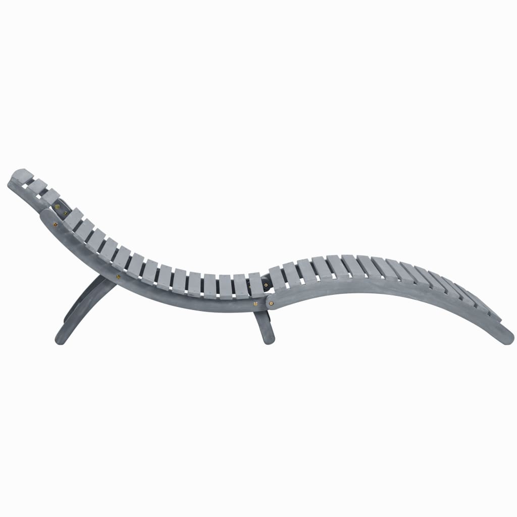 Elegant Grey Sun Lounger in Solid Acacia Wood