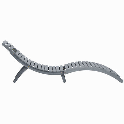 Elegant Grey Sun Lounger in Solid Acacia Wood
