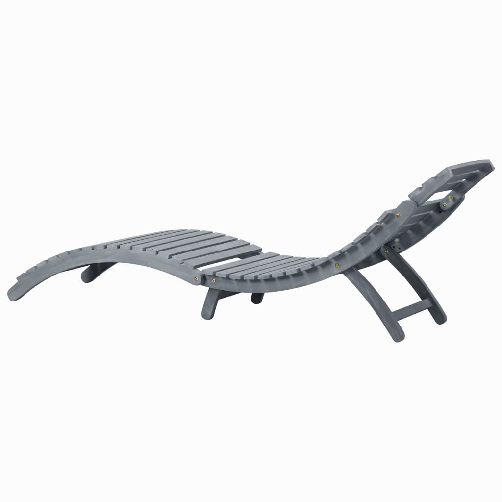 Elegant Grey Sun Lounger in Solid Acacia Wood