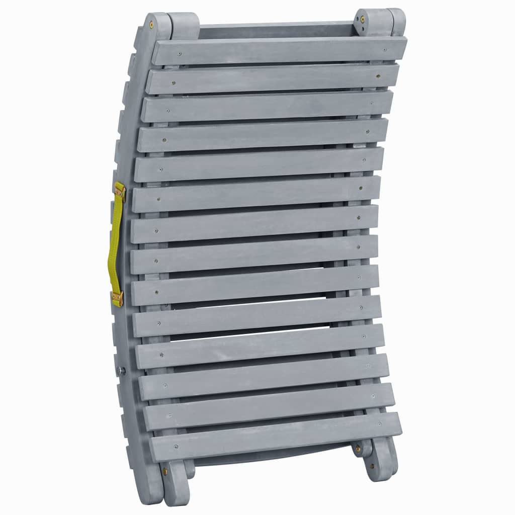 Elegant Grey Sun Lounger in Solid Acacia Wood